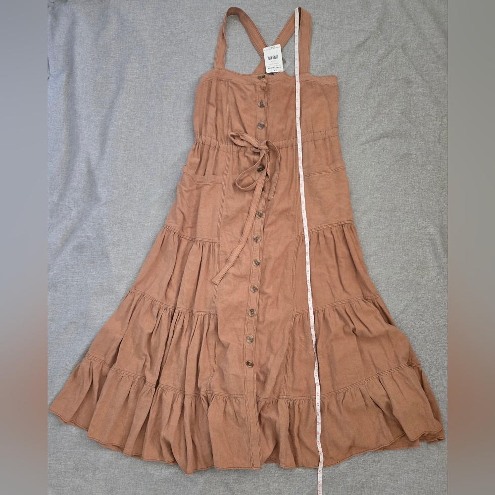 Free People Catch the Breeze Dress in Amber Waves Linen Blend Medium - Picture 14 of 15